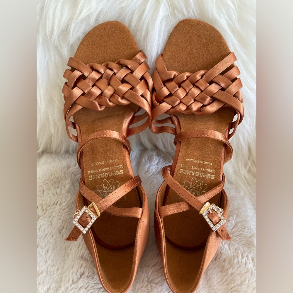 Supadance Avril 2.5" Dark Tan Women Latin Salsa Dance Shoes 2 WW UK/4.5 W US